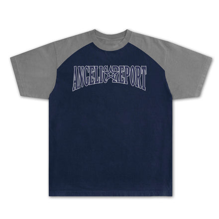 Logo Raglan Tee - Heather Grey/Navy