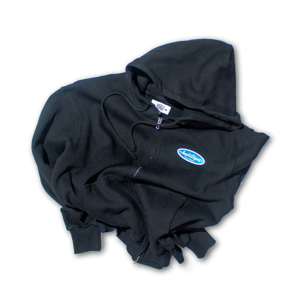 Waffle Patch Hoodie - Black